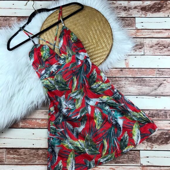 NEW zara leaf‎ printed mini dress - Picture 2 of 5